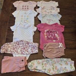 Girls Pink Easter Floral Summer Clothing Bundle Size 3-6M